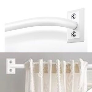 White Curtain Rod One Heavy Duty Wrap Around Curtain Rod 48 To 90 Inch NEW
